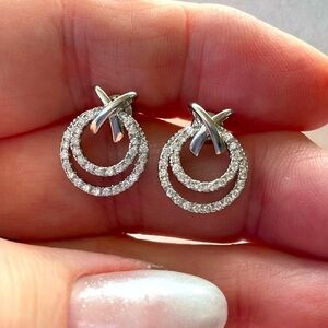 Sterling Silver 1.5 carat Moissanite Double Circle Stud Earrings
